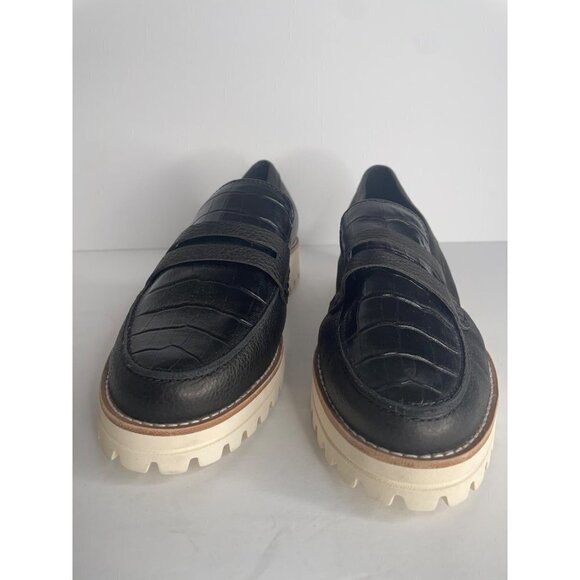 Dolce Vita Black Croc-Embossed Loafers with Cream Sole - Picture 7 of 8